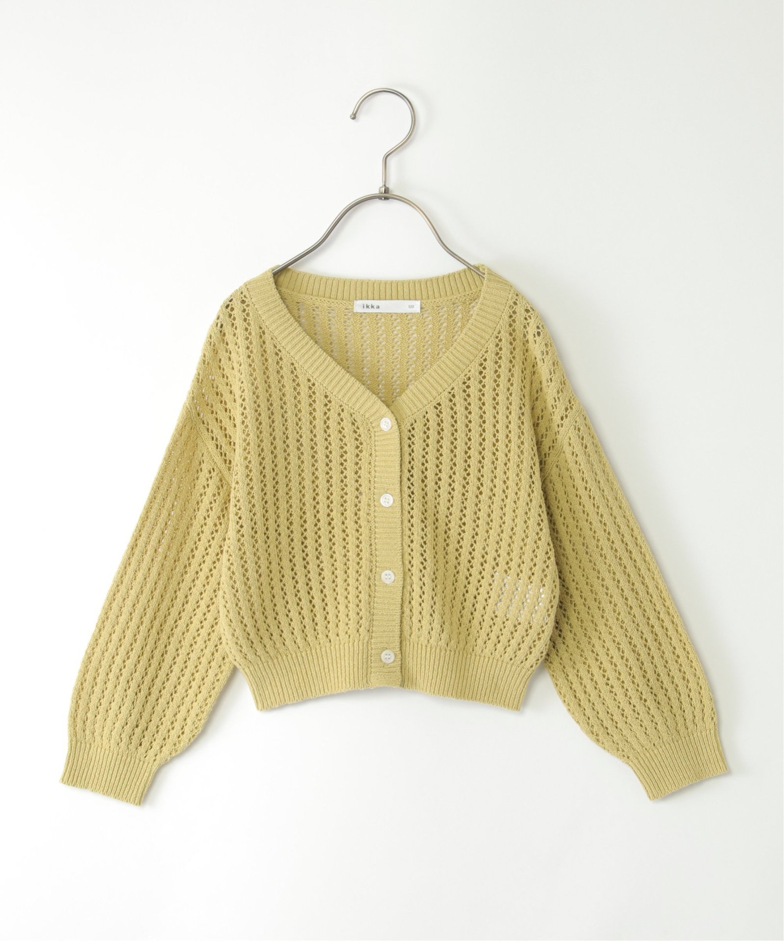 親子おそろい】透かしニットVネックカーディガン（120~160cm）,ikka  