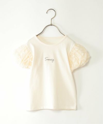 （叶屋❤️）肩レースアップTシャツのみ 袖ギンガムレースアップTシャツ（120~160cm）,ikka| TOKYO