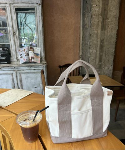 キャンバス仕切りミニトートバッグ