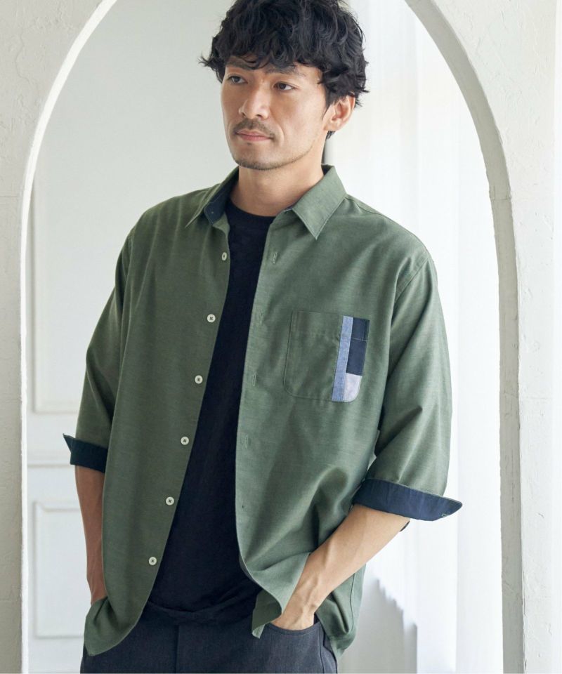 TICCA リネンラベンダー 五分袖シャツ ポケット付き TICCA リネンラベンダー 五分袖シャツ ポケット付き