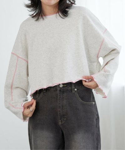 裏毛配色ステッチトップス