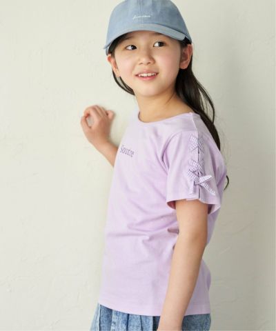 袖ギンガムレースアップTシャツ（120~160cm）,ikka| TOKYO