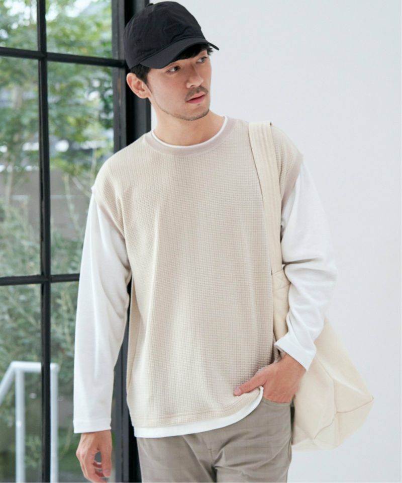 秀ちゃん ビッグワッフルフェイクベストロンT,ikka| TOKYO DESIGN CHANNEL