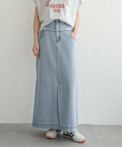 デニム切り替えストレートスカート