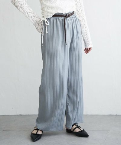 楊柳ストライプベルト付きパンツ