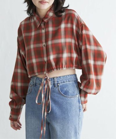 裾ドロストショートシャツ