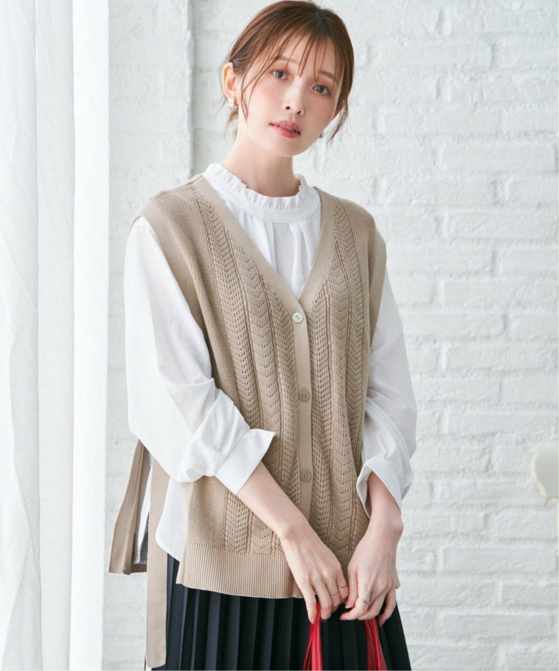 綿混サイドリボンニットベスト,ikka| TOKYO DESIGN CHANNEL