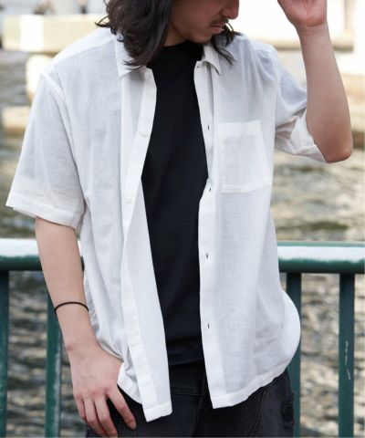 シャンブレー半袖シャツ