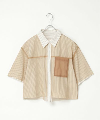 ストライプチュールカブセSSシャツ