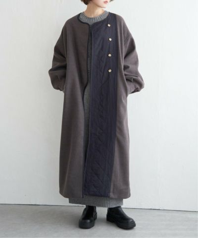 ［高身長さんサイズ有］アシメキルティング配色コート