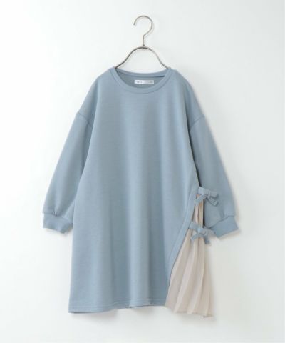 【キッズ】シフォンプリーツ切り替え裏毛ワンピース（100~160cm）