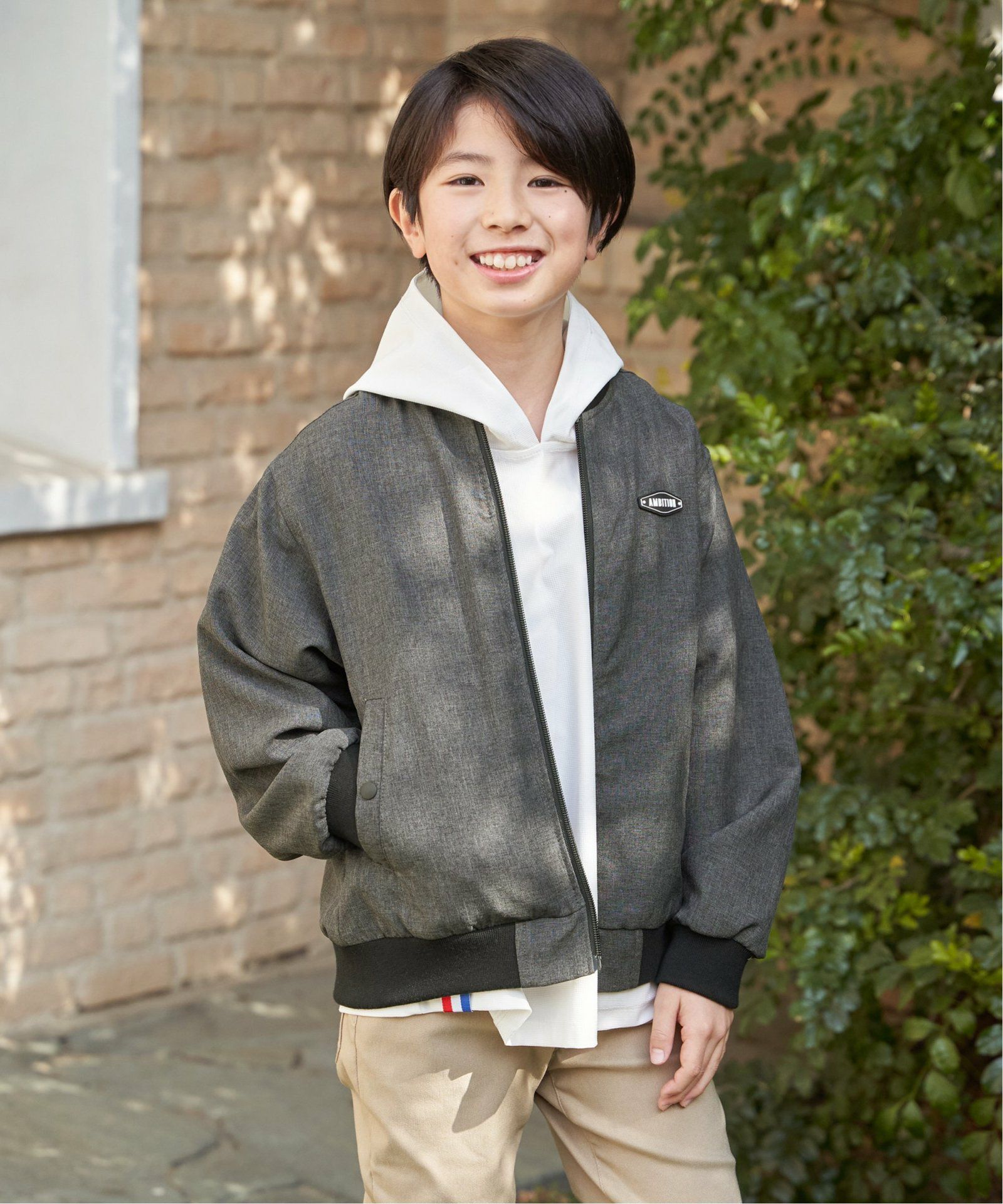 ジャケット・アウター family japan 先行予約】【親子コーデ】リネンライクブルゾン（110~160cm）,ikka