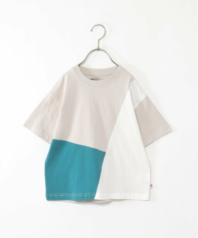 【キッズ】USAコットン斜め切り替えTシャツ(100~160cm)