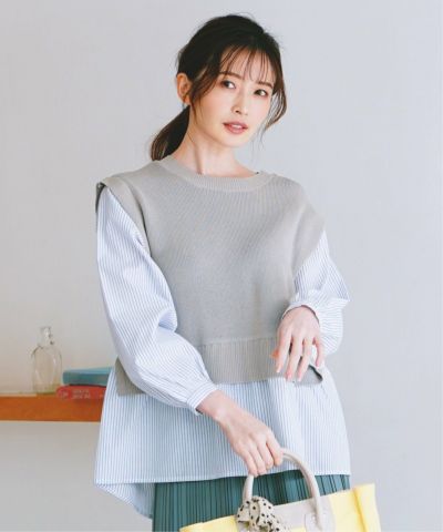 ニット袖シャツレーヤード