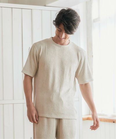 オリジナルの香り付き素材 メンズ・ゆるふわダブルパイルカットソー半袖トップス
