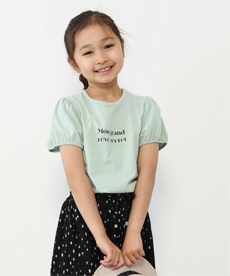 USAコットン パフスリーブプリントTシャツ（120~160cm）,ikka| TOKYO