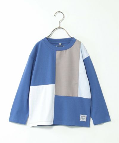 ストライプ切り替えロングTシャツ（120~160cm）