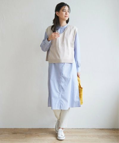 【2点セット】ニットベストシャツワンピセット