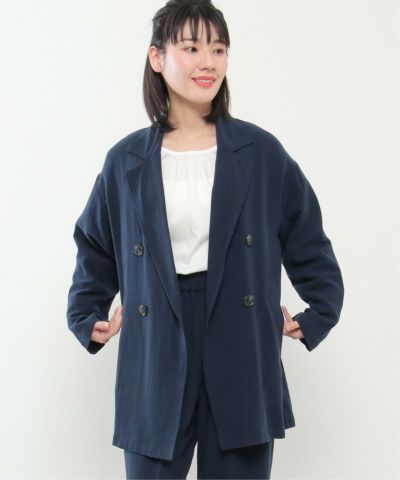 【セットアップ対応】レーヨン麻ダブルジャケットコート