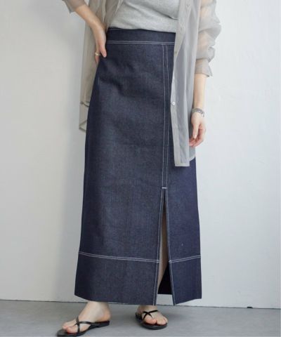 【先行予約】【ヒルナンデス！紹介商品】配色ステッチデニムナロースカート