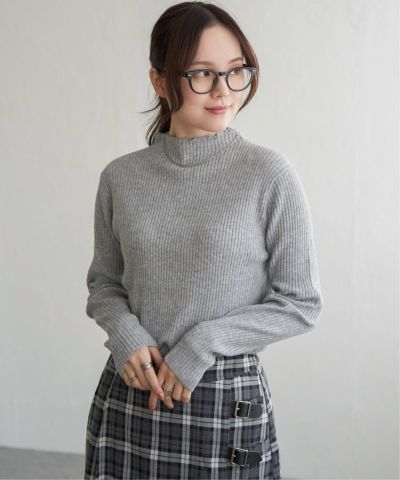 襟フリルリブニット