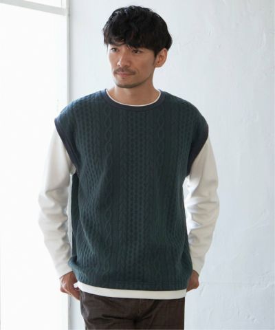 ふくれジャガードフェイクベストロンT